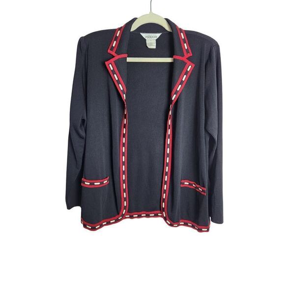 misook Sweaters - VTG Misook Open Front Cardigan sz L faux pockets office Professional Careerwear